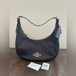 Authentic Coach Bailey Hobo Purse With Whipstitch Detail Pebble Leather Midnight